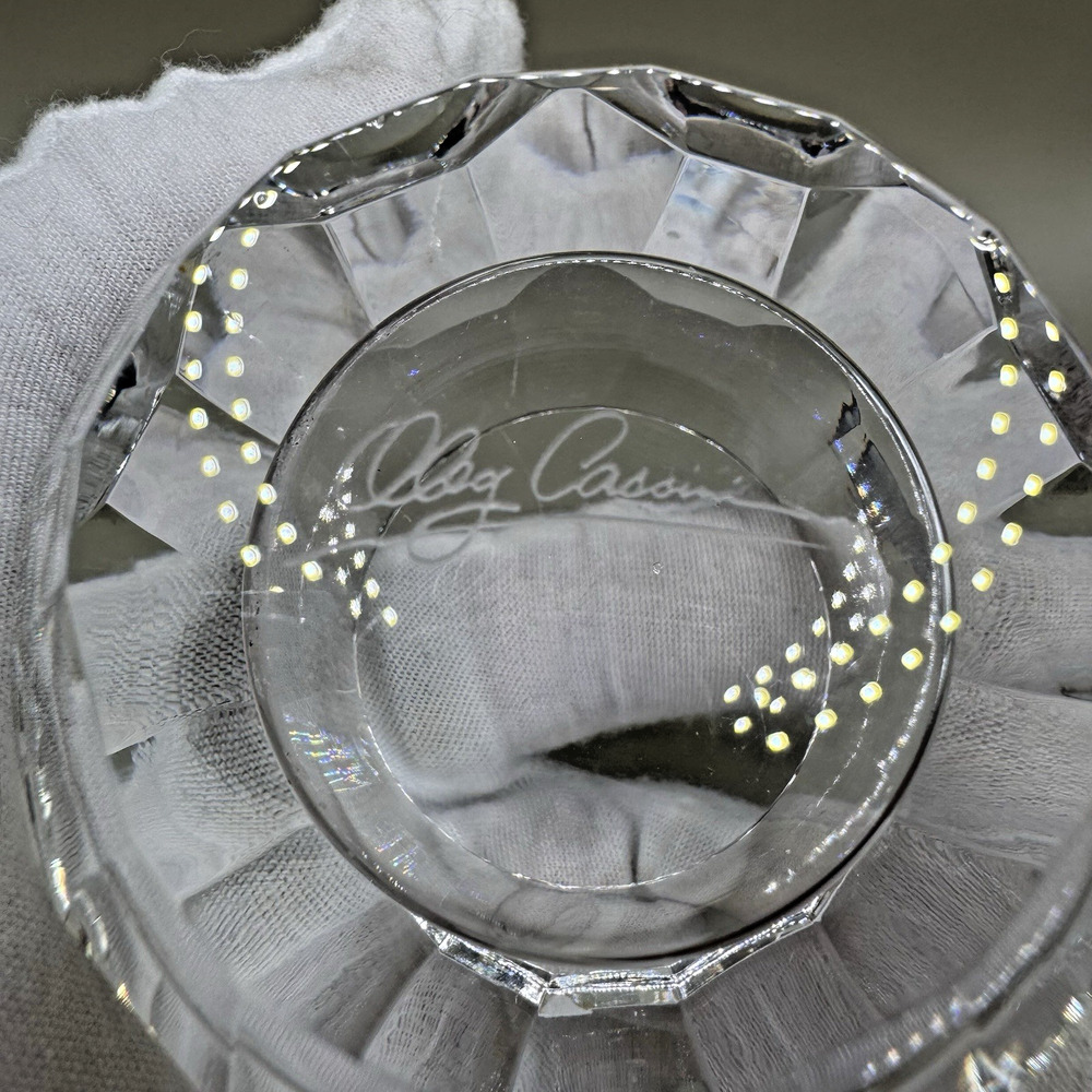 Vintage Oleg Cassini Sparkling Crystal Faceted Votive Holder Signed 2.5"